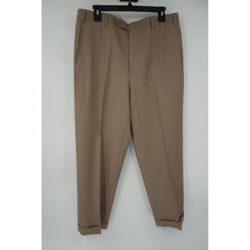 Zanella Quattro Lame Pants Beige Todd Wool Dress Slacks Flat Front Men's 36x29